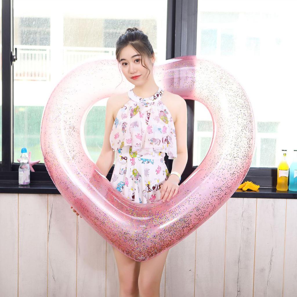 Inflatable Swimming Rings Inflatable Pool Float Heart Shaped Summer Swimming Pool Float Rings Water Fun Beach Party Toy