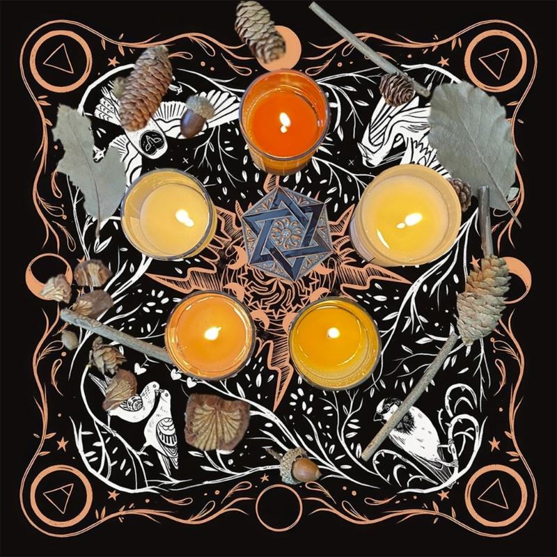 Bird Moon Pattern Astrology Tablecloth Tarots Divinations Tablecloth Altars Cloth Divinations Board Game Accessory