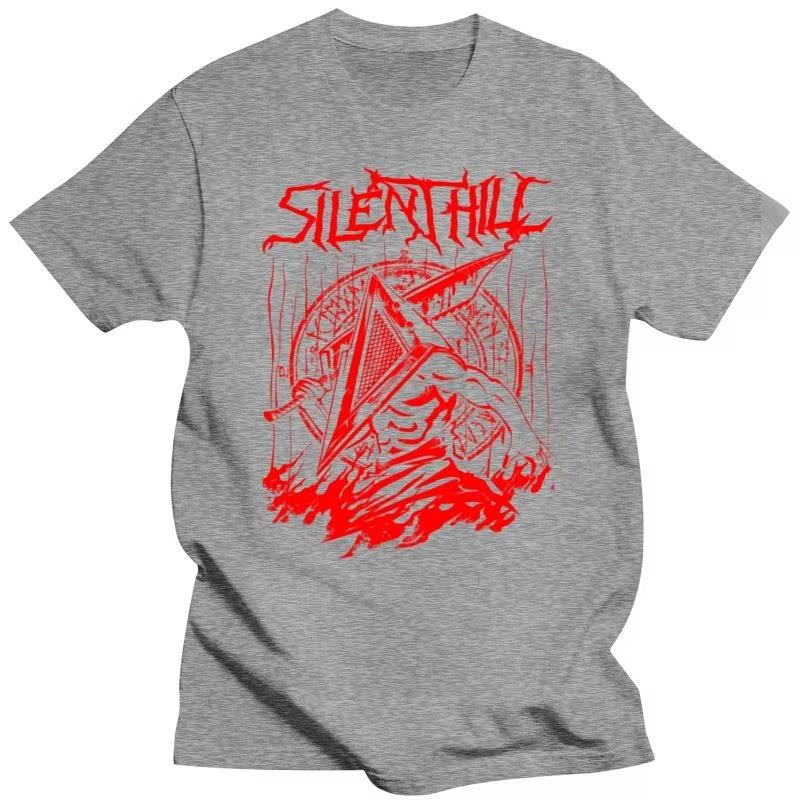 Sessiz Kırmızı Şey Unisex Tişört Silent Hill Piramit Kafa Heavy Metal Grup Tişörtü Korku Gömleği Video Oyunu Gömleği Film Retro Tişört