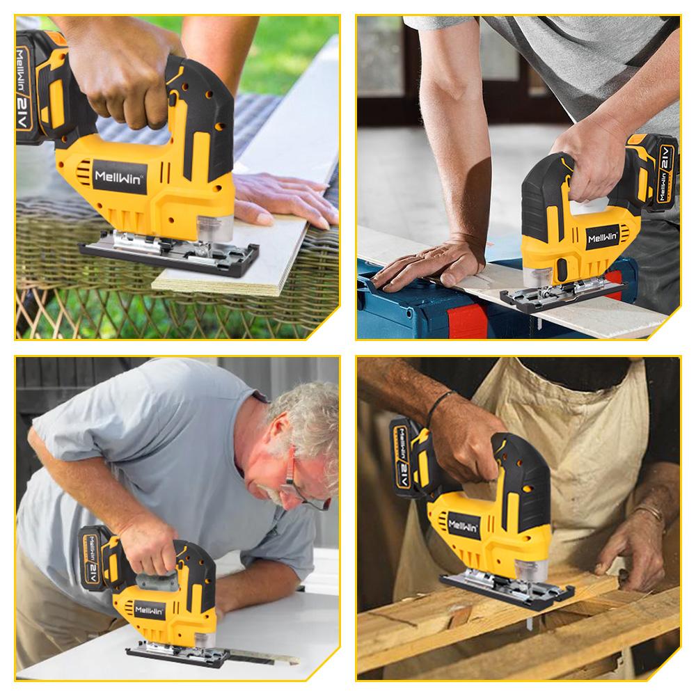 MELLWIN 3500RPM Brushless Electric Jig Saw 750W Jigsaw Adjustable Blade 3 Variable Speed Woodworking Tool for Makita 18V Battery