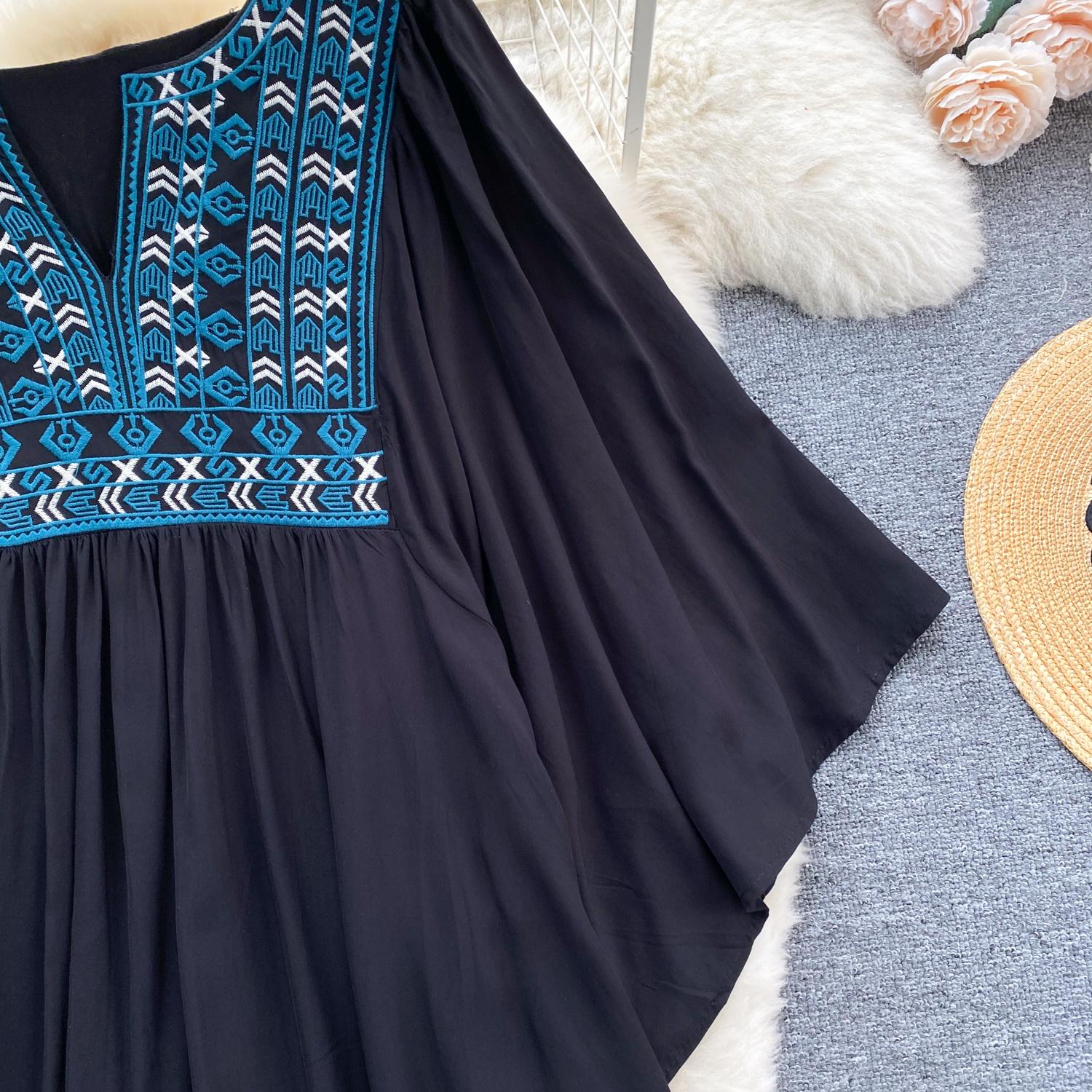 Женские платья Новое поступление V-образный вырез вышитый воланами край длинный — фото 21