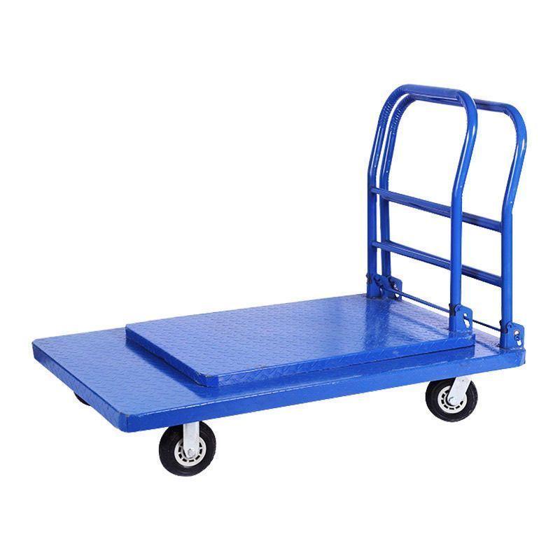 Foldable Flatbed Hand Truck - Silent Logistics Cargo Transport Cart with Strong Load-Bearing Steel Plate for Warehouse Use.