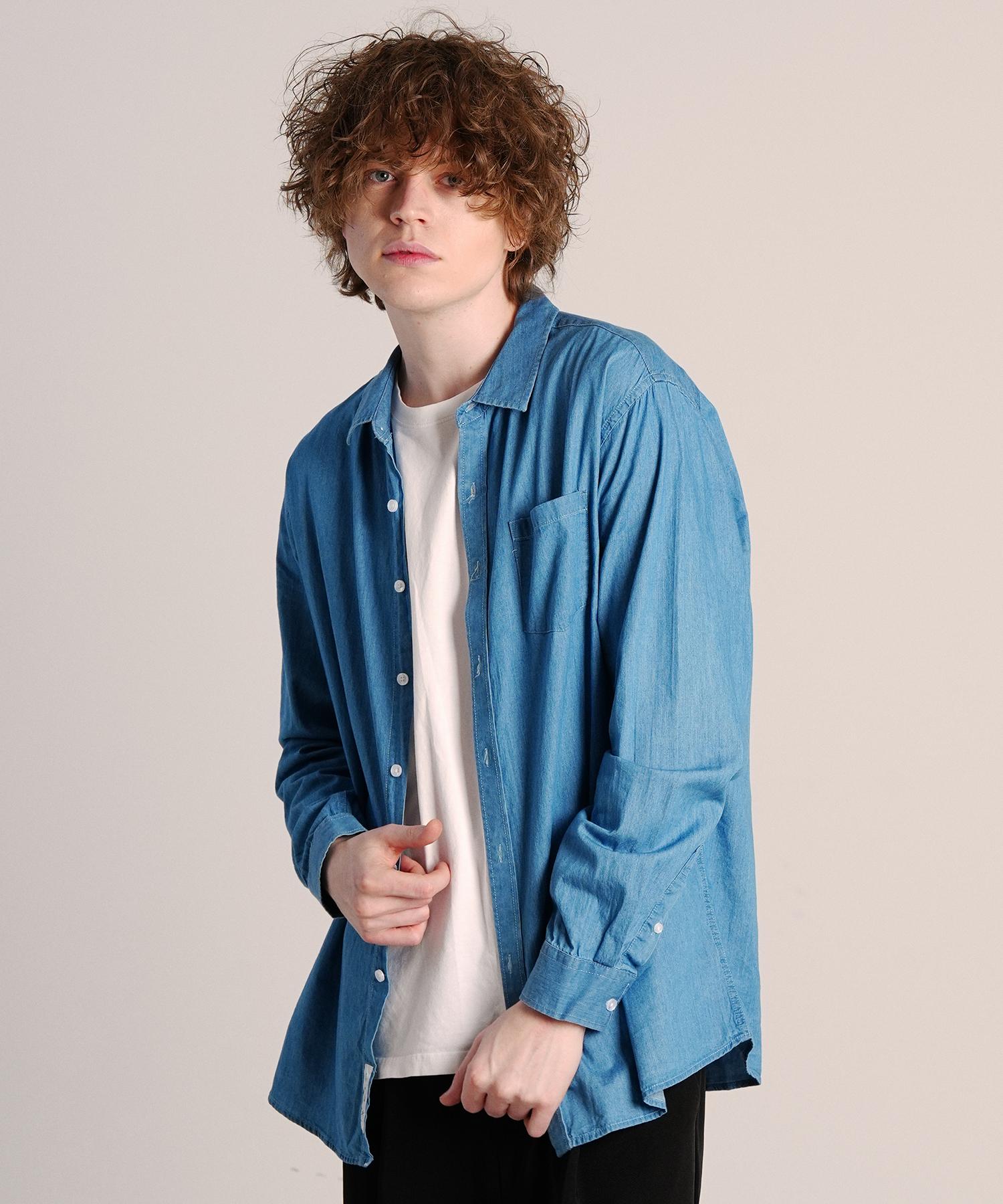 Lxt Straight Cotton Longline Denim Shirt [Light Indigo] Lt Indigo/Xl