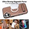 For iPhone 16 Plus Case Compatible with MagSafe with Folded Kickstand PC Silicone Leather Phone Back Cover