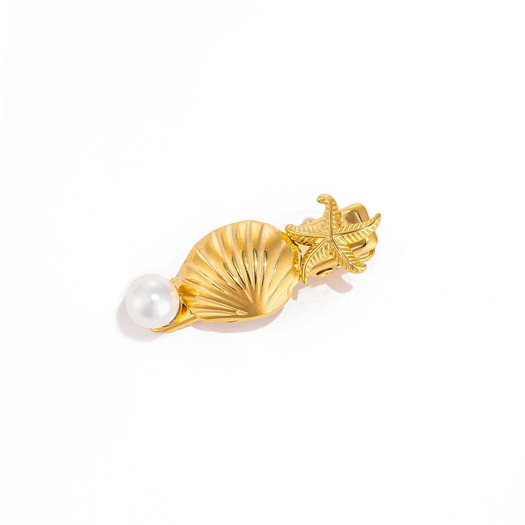 Zinc Alloy Flower and Pearl Hair Clip with Starfish and Shell Design for Women