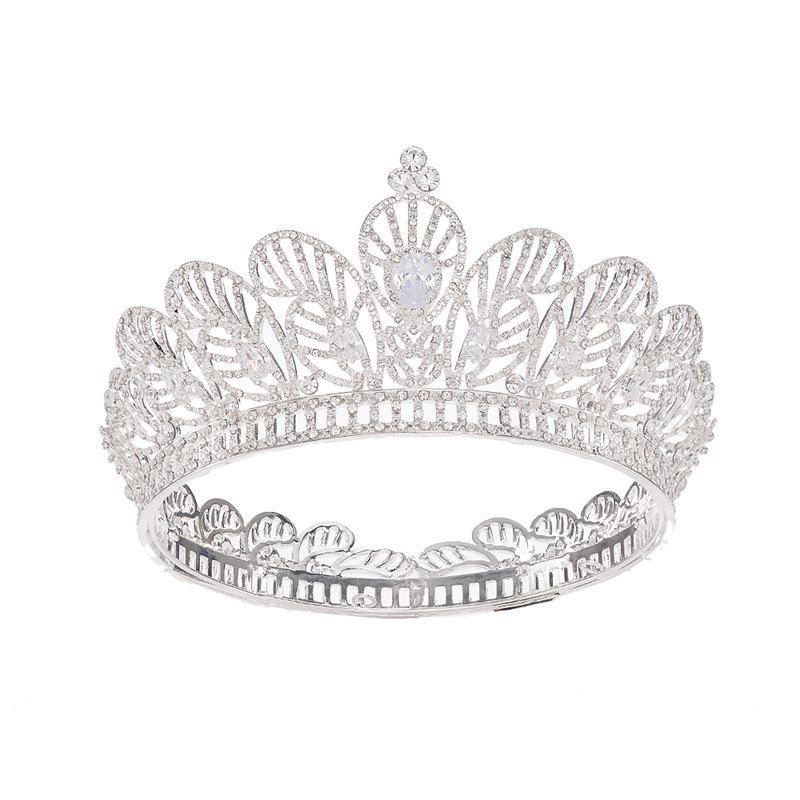 Barokowa tiara ślubna złota drobny cyrkon okrągła korona dodatki do włosów ślubnych