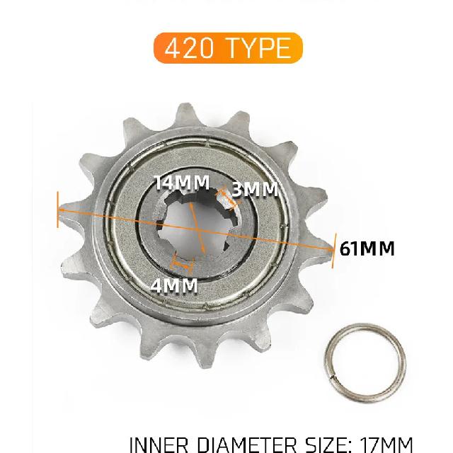 High-quality motorcycle transmission wheel skate wheel, fuel-efficient wheel, 428-15 tooth, 420-14 tooth small sprocket