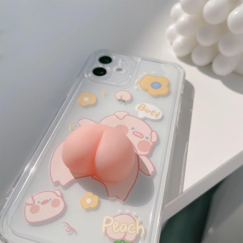 Three Dimensional Pig Butt IPhone 16 Suitable for 15 Apple 13pro Max Mobile Phone Case X 8 Pinch Le 12 Silicone
