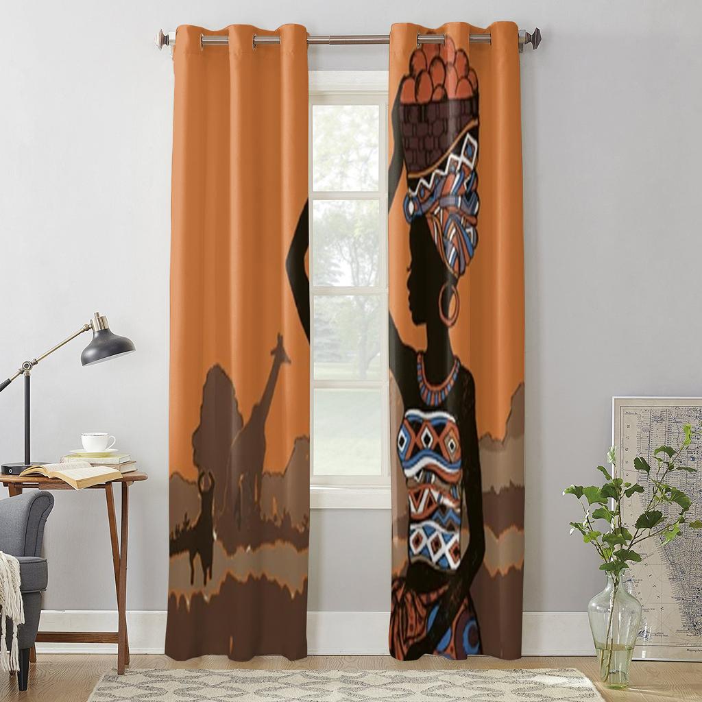 Schöne afrikanische Frau Fenstervorhang für Kinderzimmer Home Jalousien Vorhänge für Wohnzimmer Schlafzimmer Fenster Vorhänge