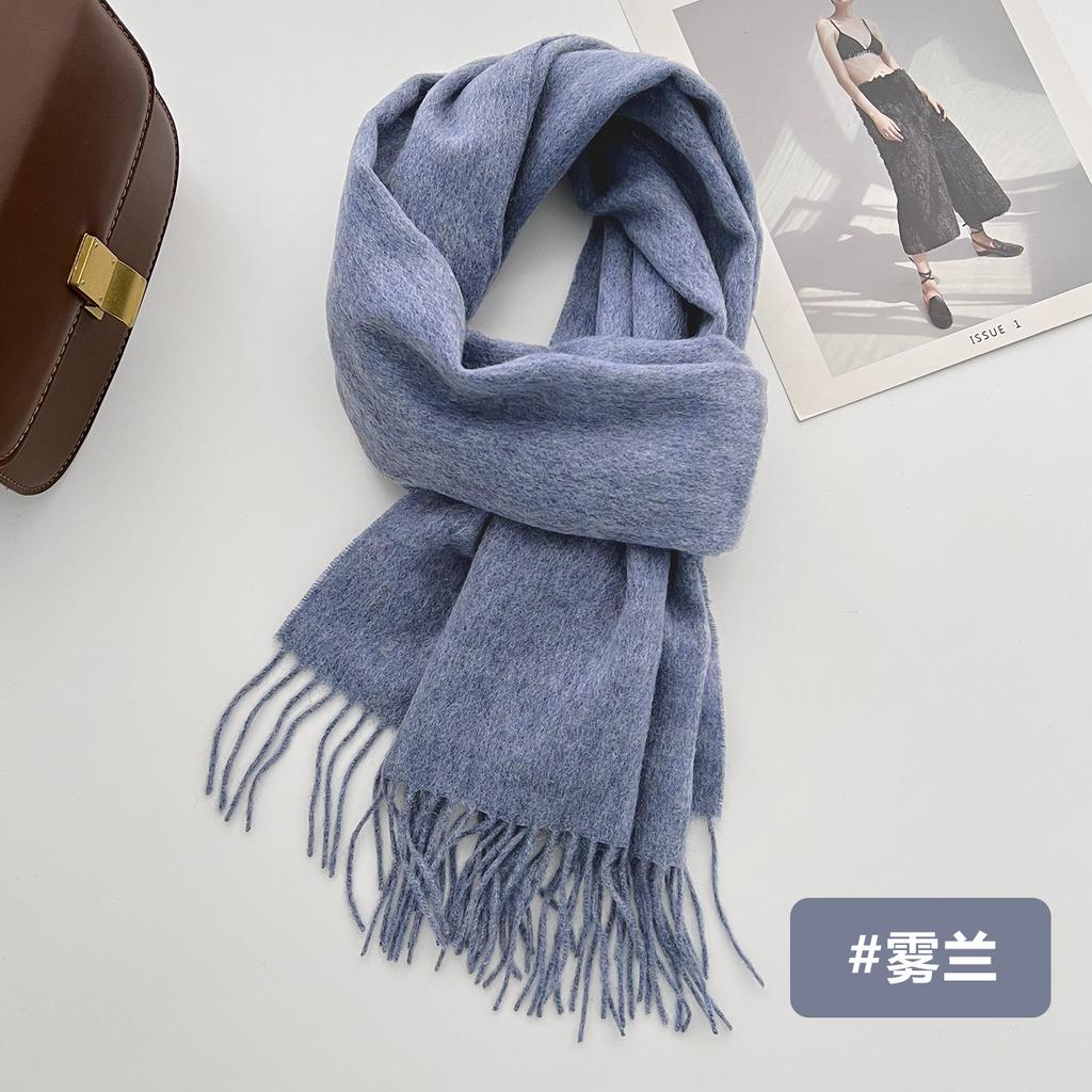 New solid color wool scarf autumn and winter versatile warm scarf couple atmosphere shawl