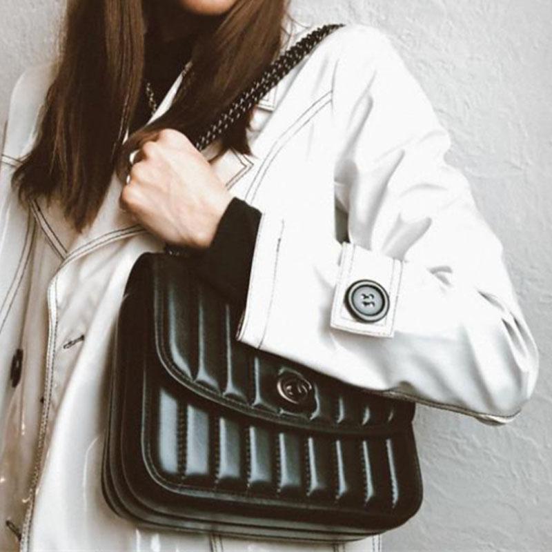 Coach Madison 23 Quilted Flap Chain Leather Small Square Bag Crossbody Shoulder Bag Women's Black