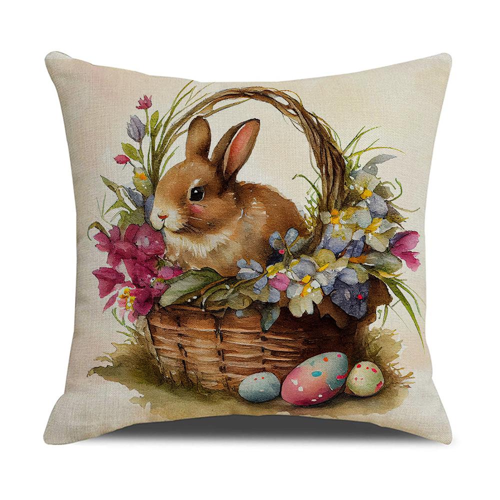 Neuer Oster-Kissenbezug Frühling Beliebt Retro Hase Dekokissen Sofa Kissenbezug