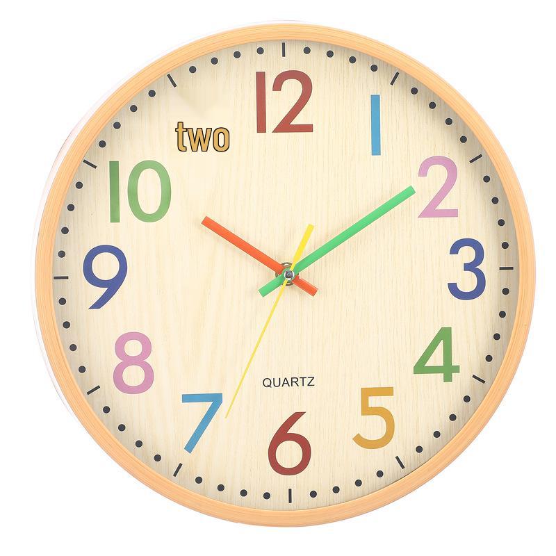 12-inch Cartoon Color Wall Clock for Bedroom & Living Room – Personalized, Creative, Fashionable Design for Children's Room