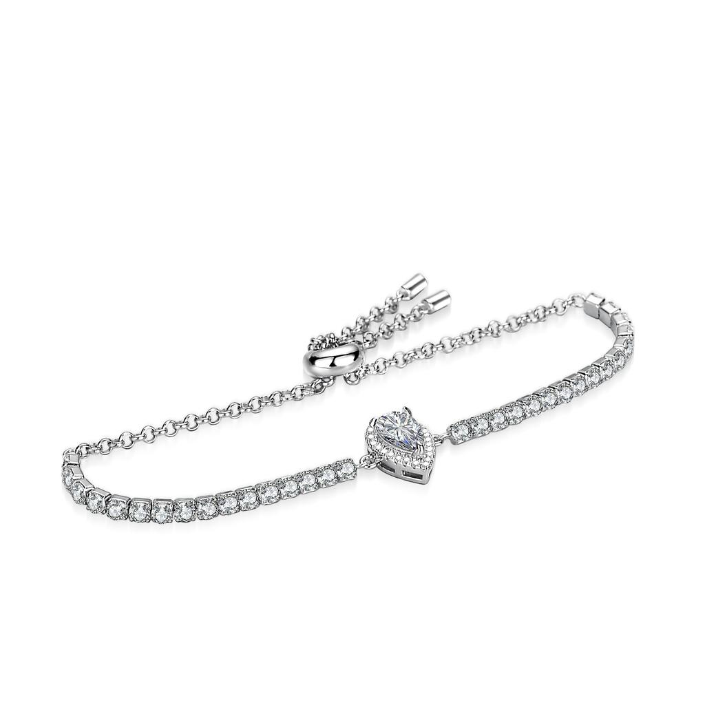 S925 Silver Bracelet Moissanite Bracelet Moissanite Water Drop Pear Shape Simple