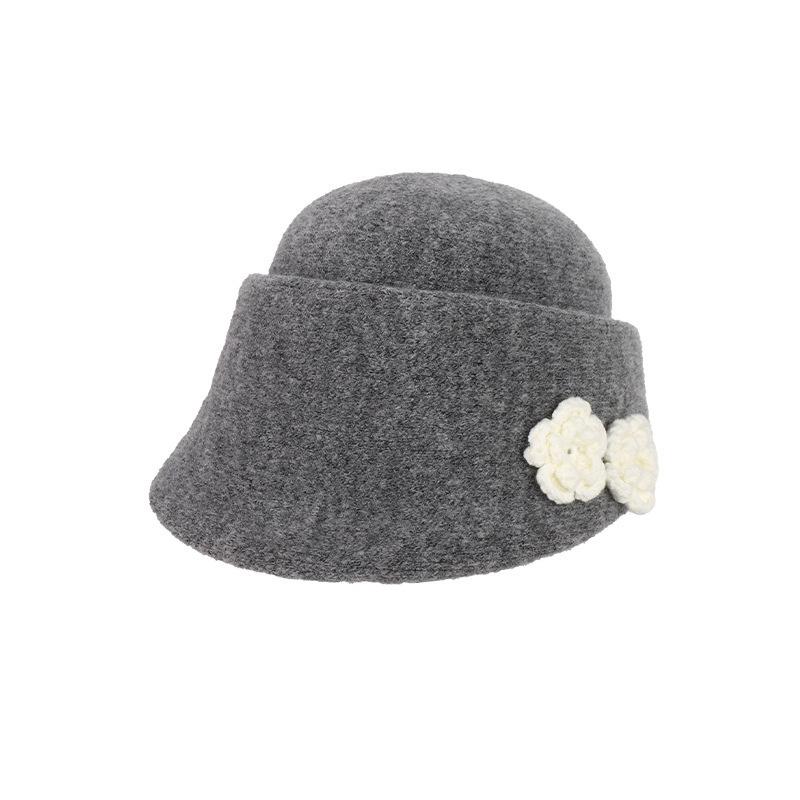 Korean Ins Flower Beret Children Autumn And Winter Niche Face Small Black Knitted Newsboy Top Hat