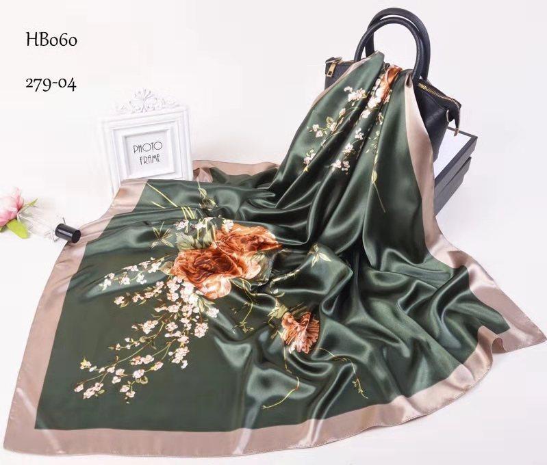 [BYSIFA] New White Silk Satin Scarf Shawl Winter Spring Autumn Elegant Plant Flowers Square Scarves Muslim Women Head Neck Scarf