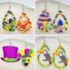 Earrings Carnival Colorful Festival Jewelry Exaggerated Mask Water Droplets Hollow Wooden Earrings