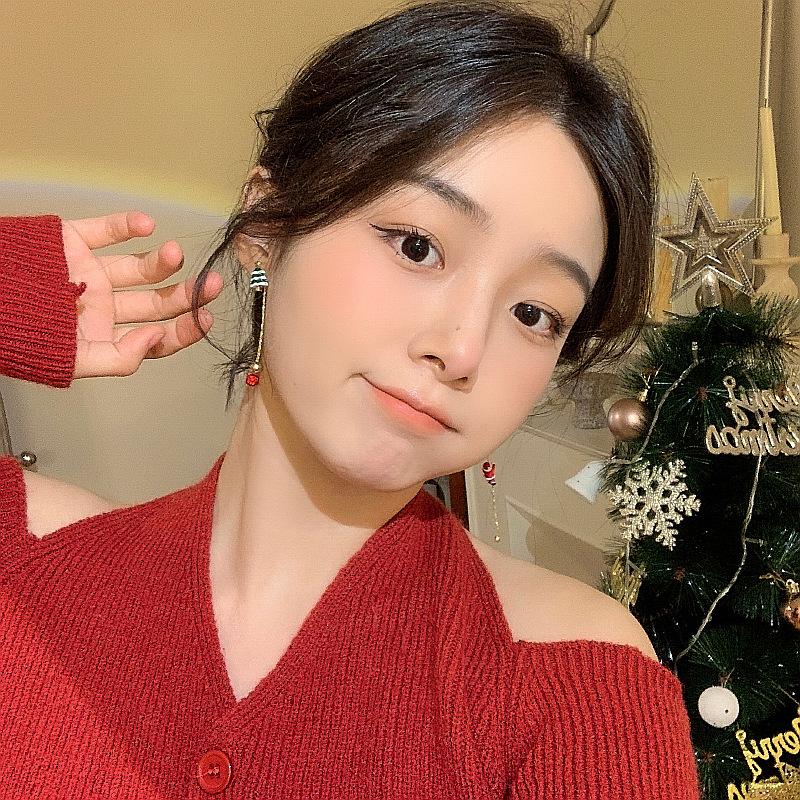 2024 High-End S925 Silver Christmas Asymmetrical Earrings - European & American Style, Autumn/Winter Collection