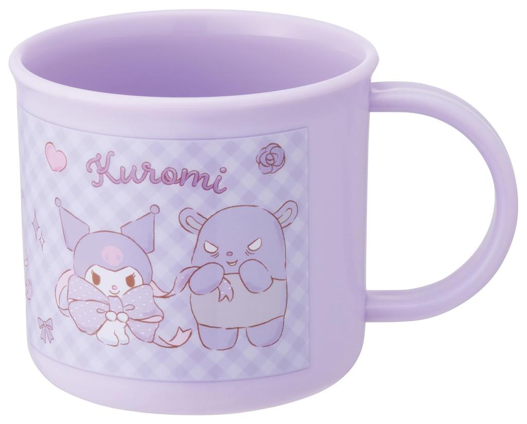 Prato de Plástico Skater para Almoço Lavável na Máquina Feito em Sanrio Kuromi Copo Grande para Crianças, 200ml, Seguro, Japão, Fita, Menina, KE4AAG-A