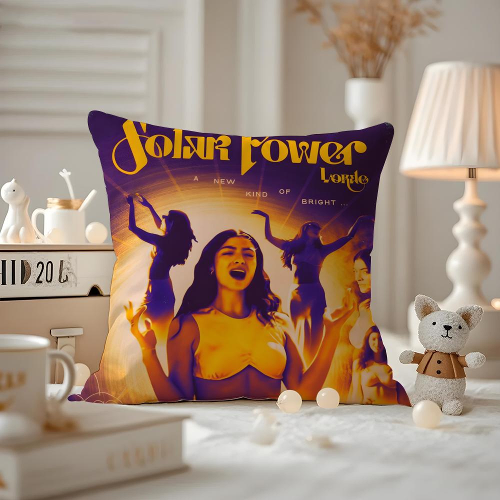 Lorde-Solar Power Cushion Cover Anti-dustmite Pillowcase Invisible Zipper Silky Short Plush Sofa Cushion Cover