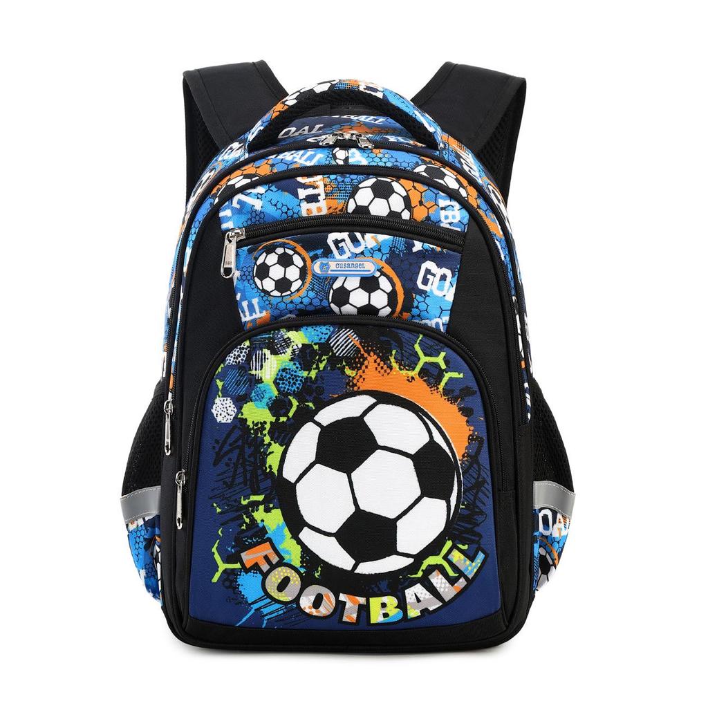 Camouflage Football Kids' Backpack: Large Capacity, Spine Protection, Multi-Compartment for Grades 1-3