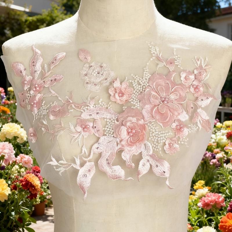 Embroidered Sequins Flower Applique Patches for Clothing Bags Handcraft Decoration Polyester Materials