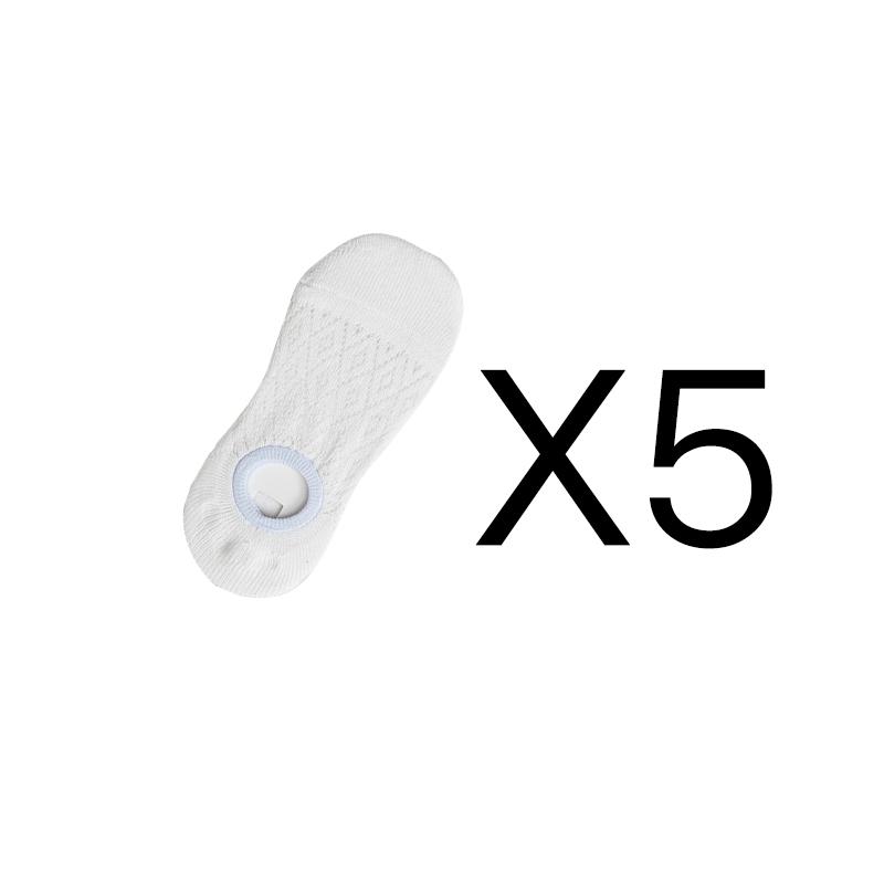 5 Pairs Summer Women's Mesh Cotton Socks Solid Color Silicone Invisible Boat Socks Silicone Non-slip Ankle Socks Deodorant Antibacterial Socks