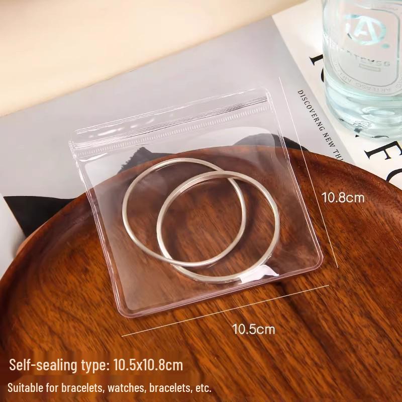 Self-Sealing Transparent PVC Jewelry Storage Bag for Earrings and Bracelets