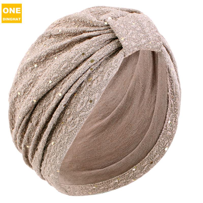 

Шляпа женская блестящая мятая тканевая шапка-платок, этническая тканевая шапка Баотоу, шапка для химиотерапии Jdt-433E M（56-58cm） хаки