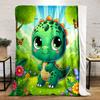 Cute Green Dinosaur In a Vibrant Forest Print Blanket Soft and Cozy Perfect for the Living Room Bed Sofa or a Nap,gift