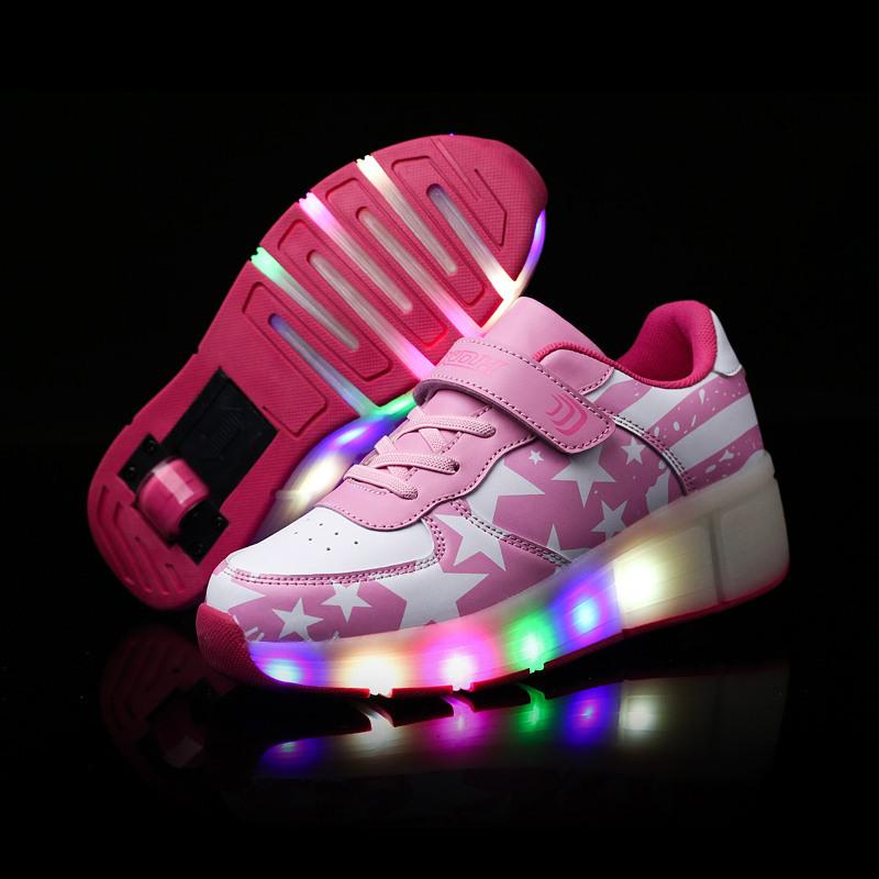 New Code Children's Single-wheel Runaway Shoes Vibrating Luminous Sole Double-wheel Colorful Light Wheel Shoes