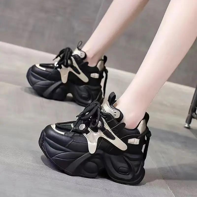 Wear Resistant Sports Shoes with Increased Height for Women 2024 New Spring/autumn Versatile Shopping and Leisure Shoes