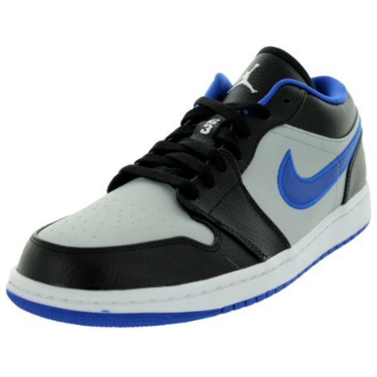 Air Jordan 1 Low Preto Game Royal Tênis Masculinos Branco Metálico-Platina 553558-007