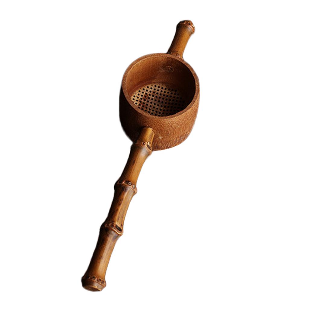 Bamboo Infuser Strainer Mesh Tea Filter Spoon Locking Spice Plain Nature For Spices, Loose