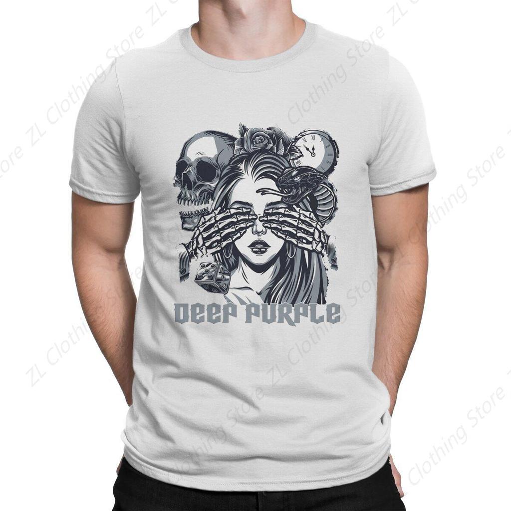 Deep Purple Newest TShirt for Men British Heavy Metal Music Band Round Neck Pure Cotton T Shirt Hip Hop Gift Clothes Streetwear