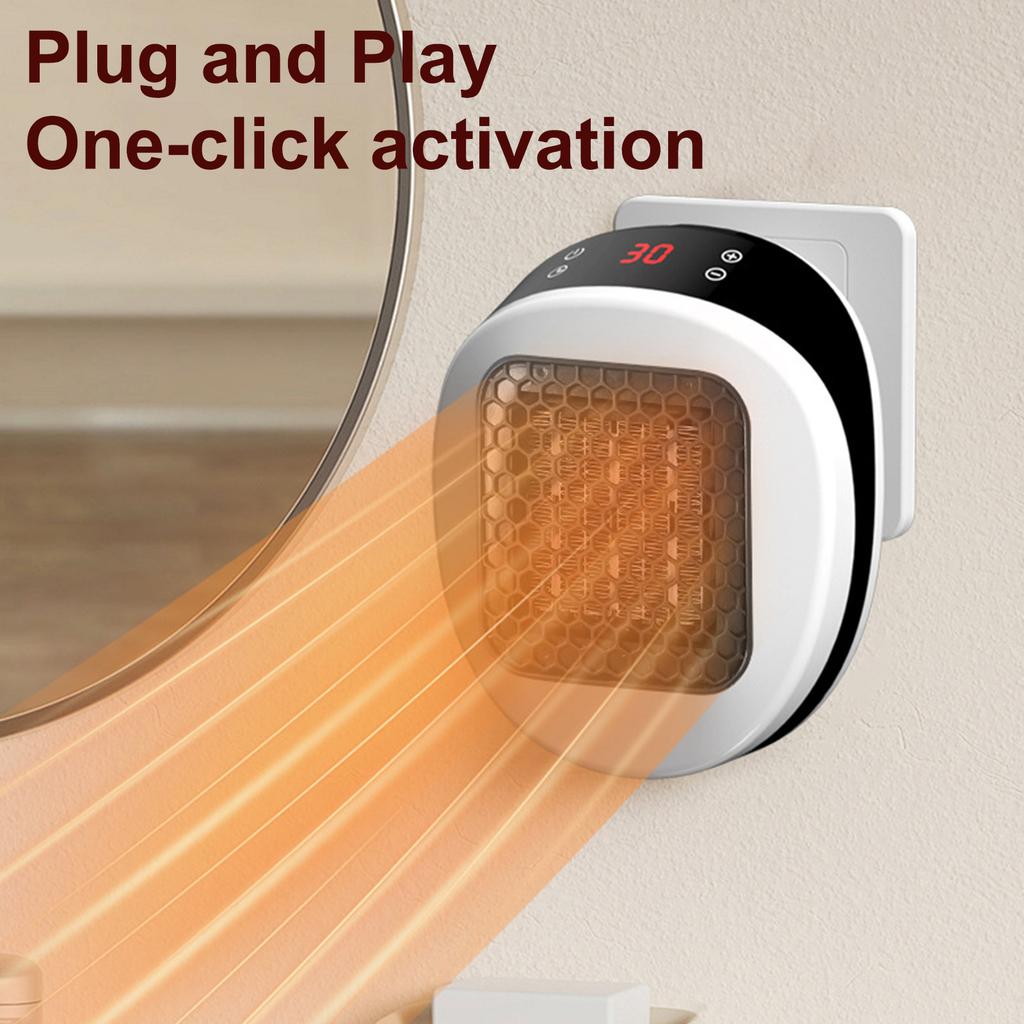 Plug In Heater 600W Wall Outlet Space Heater with Remote 12H Timer Portable Electric Heater for Bathroom Home Office