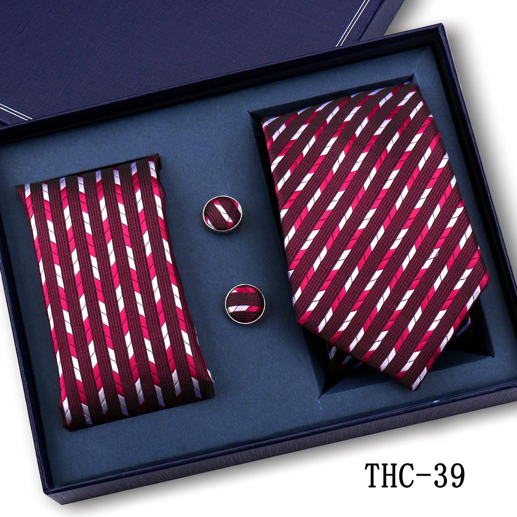 Men'S Business Tie Pocket Square Scarf Gift Box Set Formal Wedding Professional Shirt Trendy Tie Worker