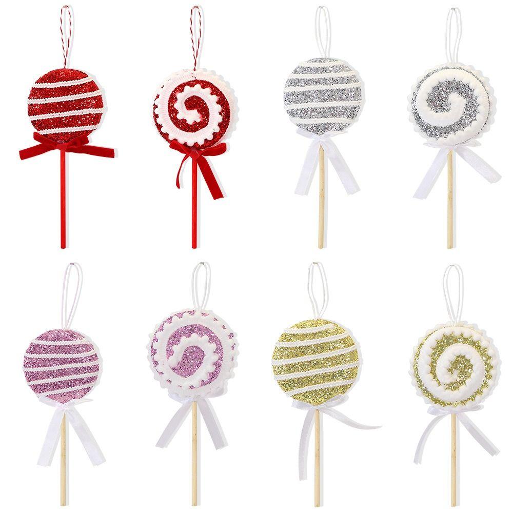 Cartoon Sequins Lollipop Ornament Large Xmas Candy Hanging Decor Winter Home Decor