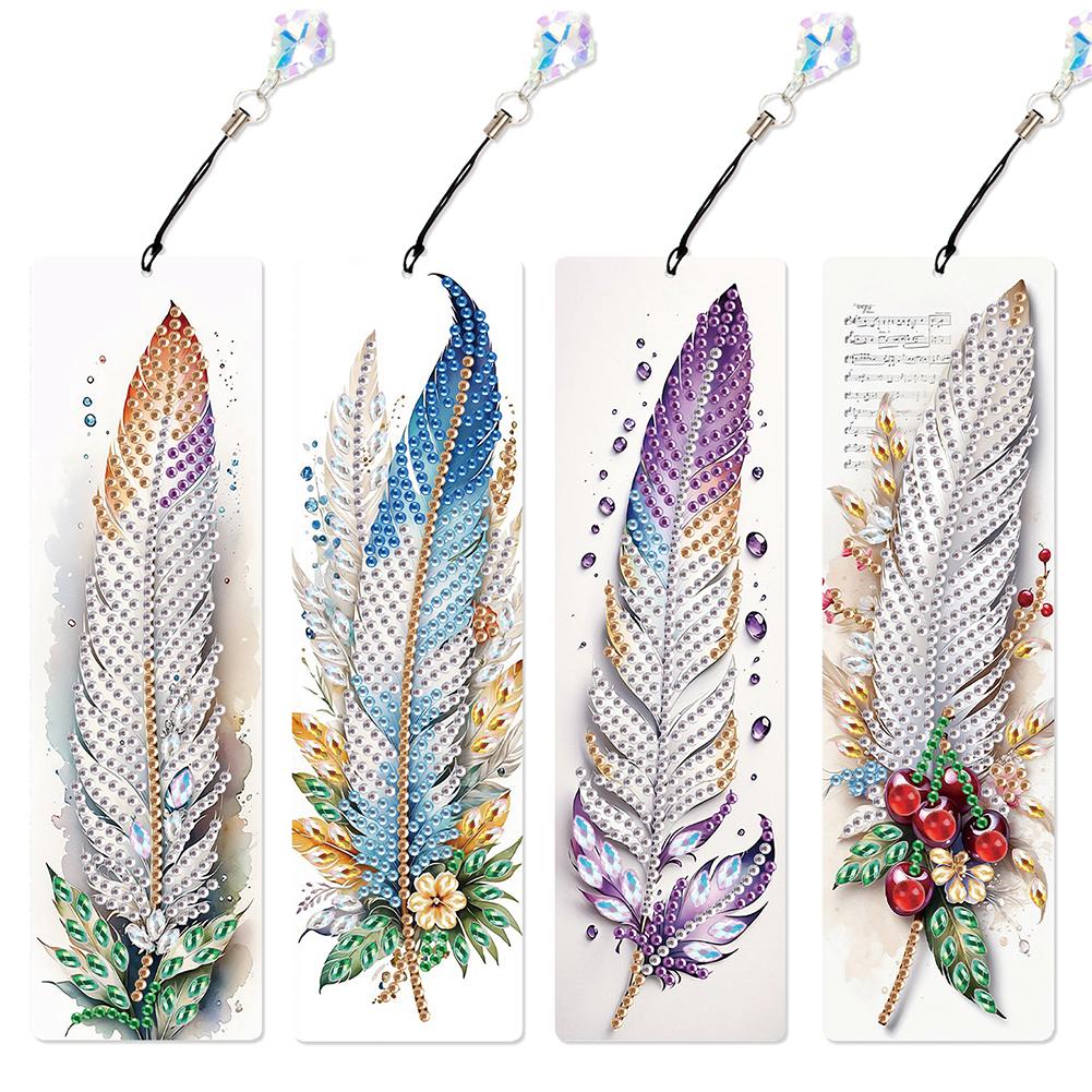 4Pcs DIY Irregular Shaped Diamonds Diamond Art Bookmark for DIY Making Beginners Adult Art Craft Supplies Handmade Birthday Gift