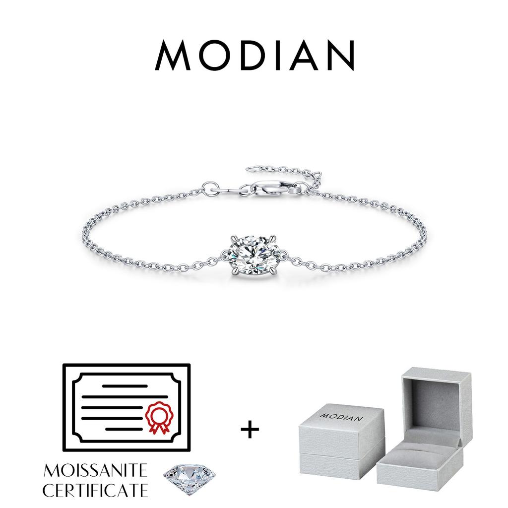 MODIAN 1CT Oval Moissanite Bracelet 925 Silver Trendy Temperament Link Chain Bracelet For Women Fine Jewelry