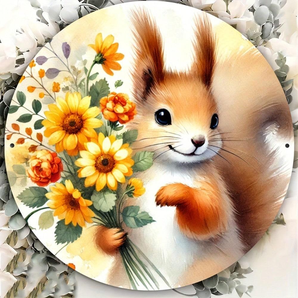 Vintage Squirrel Metal Tin Sign Wall Art Retro Rustic Decor Inspirational Quotes Weatherproof
