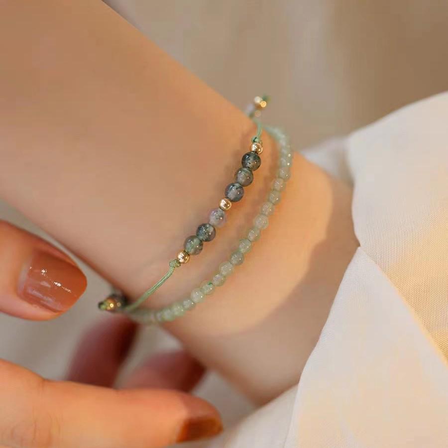 Aquatic Agate Women's Bracelet: Ethnic Style Grapestone Beads, Light Luxury, Layered, Niche Design Gift.