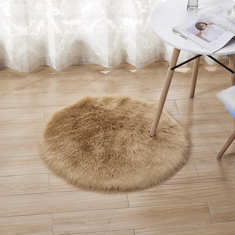 Hand Tufted Soft Sheepskin Rug Chair Cover Bedroom Living Room Mat Round Wool Warm Hairy Carpet Seat Artificial Fur Area Rugs