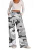 Damen Europäische & Amerikanische Camouflage Weitbeinige, Gerade Sportliche Freizeit-Hose