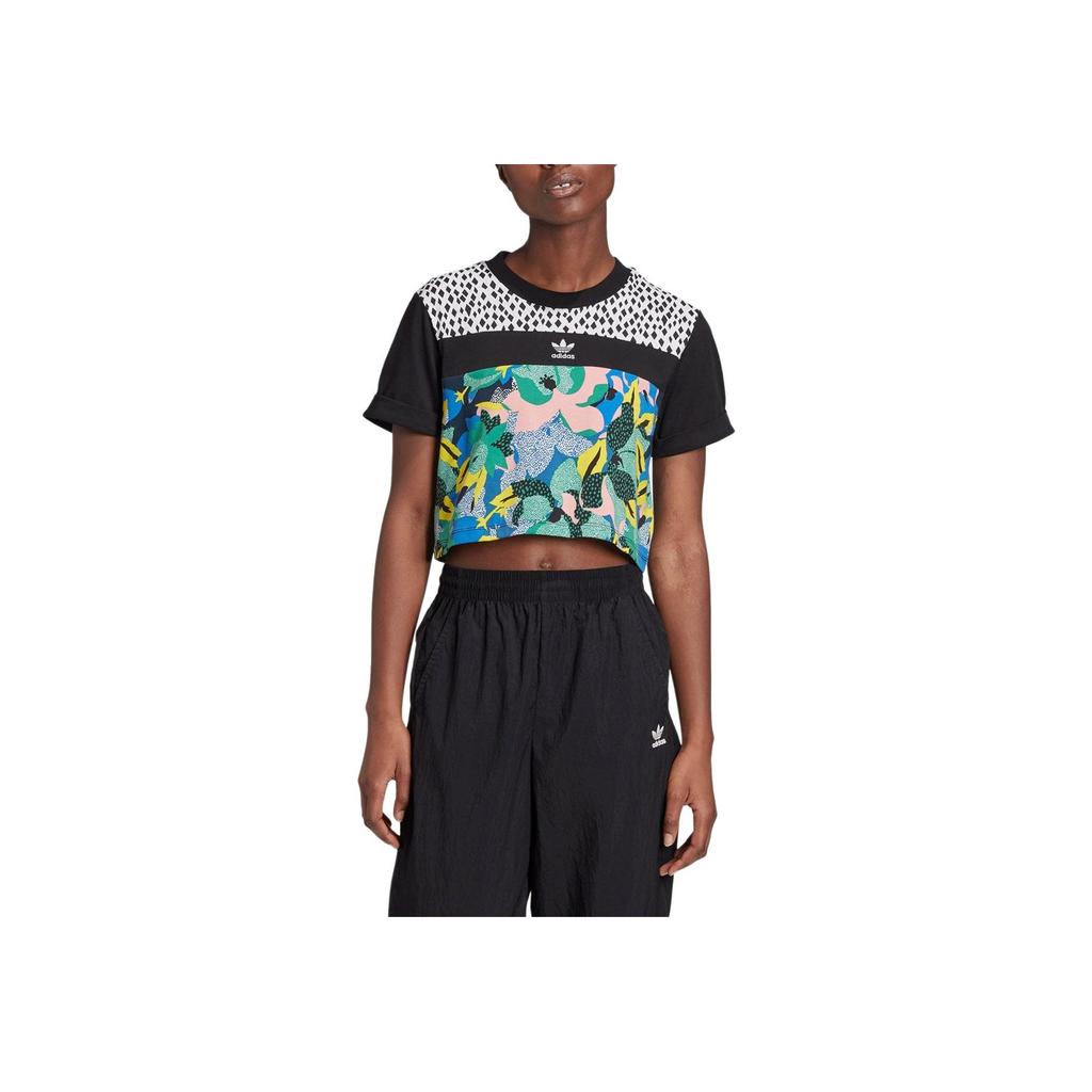 Adidas Color Block Printed Round Neck Short Sleeve T-Shirt Women Tops Multicolor GC6832