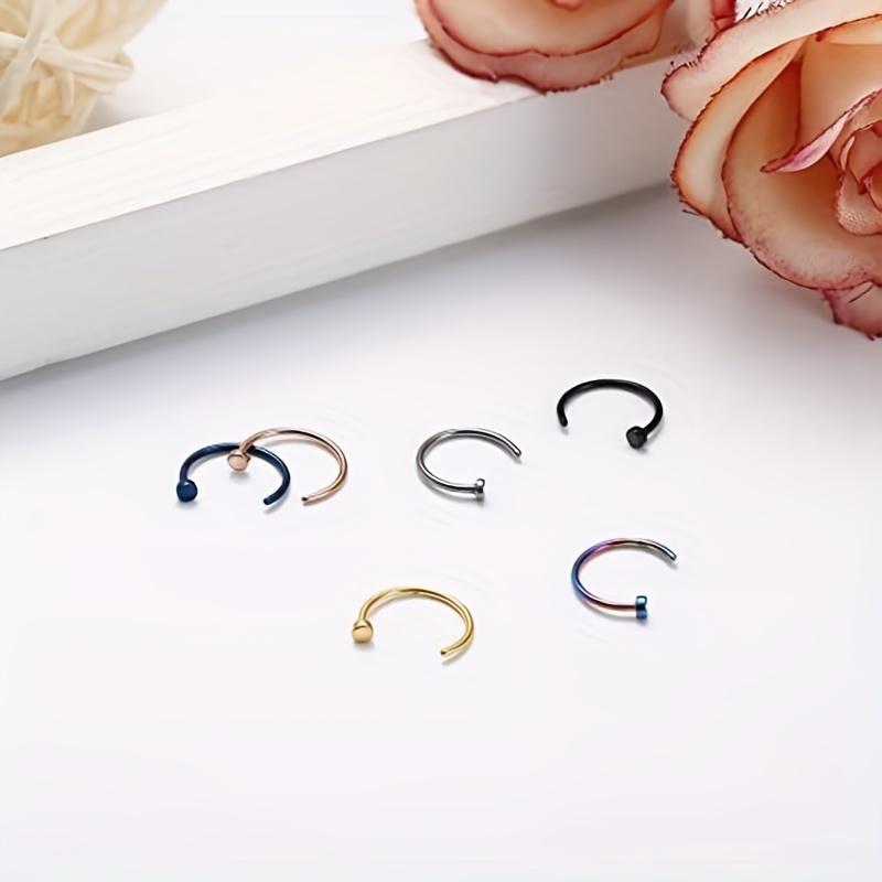 1pcs Stainless Steel Hoop Nose Ring 18G 20G Simple Style Ear Nail Nostril Body Piercing Jewelry 6mm 8mm 10mm 12mm