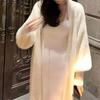 Mink Velvet Knee-Length Sweater Cardigan for Women - Autumn Winter Loose Knit Style