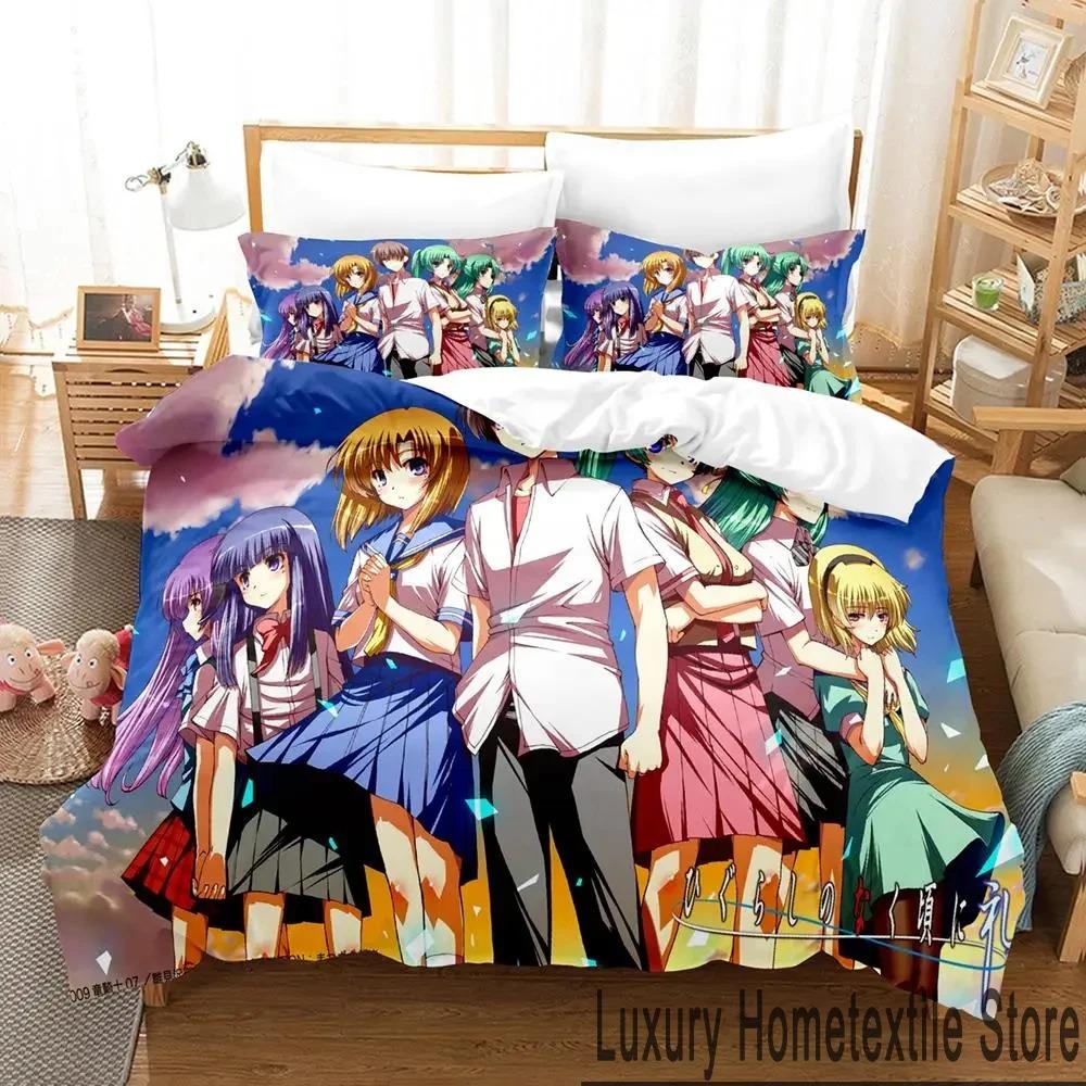 3D Print Anime Higurashi When They Cry Bedding Set Boys Girls Twin Queen King Size Duvet Cover Pillowcase Bed Boys Adult