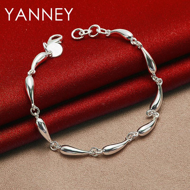 925 Sterling Silver 8-inch Exquisite Teardrop Bracelet for Women, Fashionable Wedding Accessories, Party Jewelry