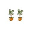 Glass Persimmon Retro Earrings, Stunning Girl Orange Earrings, Versatile And Elegant Chinese Style Earrings
